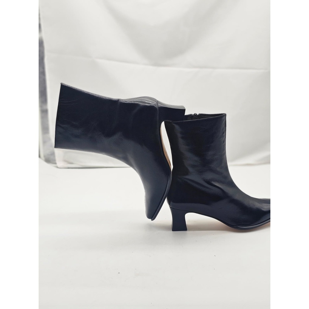 Etienne Aigner Boots Women 7M Black Excellent Camera Square Toe Leather Ankle